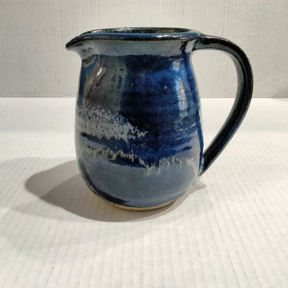 Hawaiian Blue Glazed Pottery Pitcher, Handcrafted on the Island of Kauai
